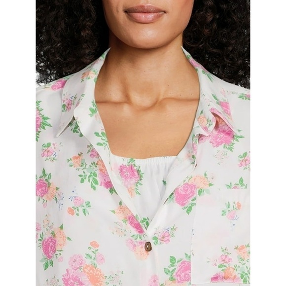 2pc - No Boundaries' Floral Button  Front Shirt with Bralette - Picture 3 of 13